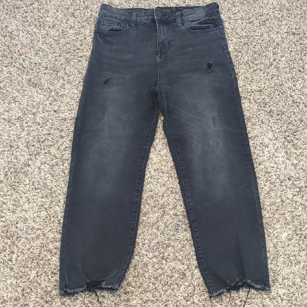Kendall & Kylie faded black distressed The Icon high rise straight jeans